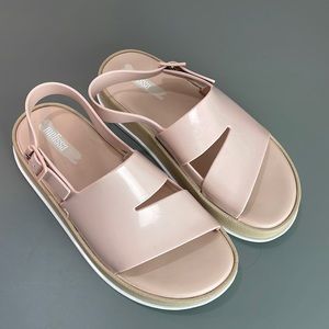 MELISSA CUTOUT JELLY SANDAL PINK PLATFORM WIDE 8